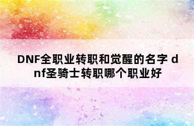 DNF全职业转职和觉醒的名字 dnf圣骑士转职哪个职业好